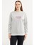 Baskılı Oversize Basic Sweatshirt - Gri 1