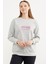 Baskılı Oversize Basic Sweatshirt - Gri 2