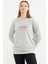 Baskılı Oversize Basic Sweatshirt - Gri 4