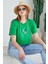 Oversize Baskılı Crop T-Shirt - Yeşil 1