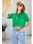 Oversize Baskılı Crop T-Shirt - Yeşil 3