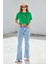 Oversize Baskılı Crop T-Shirt - Yeşil 4