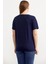 Omuz Düğme Detaylı Baskılı T-Shirt - Lacivert 4