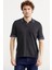 Polo Yaka Kısa Kol Pamuk Triko T-Shirt - Antrasit 1
