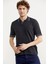 Polo Yaka Kısa Kol Pamuk Triko T-Shirt - Antrasit 2