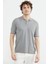 Polo Yaka Kısa Kol Pamuk Triko T-Shirt - Gri 1