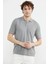 Polo Yaka Kısa Kol Pamuk Triko T-Shirt - Gri 3