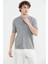 Polo Yaka Kısa Kol Pamuk Triko T-Shirt - Gri 4
