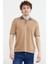 Pamuk Polo Yaka Kısa Kol Triko T-Shirt - Kamel 1
