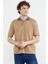 Pamuk Polo Yaka Kısa Kol Triko T-Shirt - Kamel 2