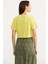 Oversize Baskılı Crop T-Shirt - Sarı 5