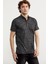 Slim Fit Polo Yaka Viskon T-Shirt - Siyah 4