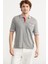 Renk Kombinli Cepli Koton Triko T-Shirt - Gri 1