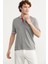 Renk Kombinli Cepli Koton Triko T-Shirt - Gri 2