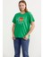 Omuz Düğme Detaylı Baskılı T-Shirt - Yeşil 2