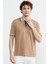 Renk Kombinli Cepli Koton Triko T-Shirt - Kamel 3