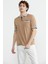 Renk Kombinli Cepli Koton Triko T-Shirt - Kamel 4