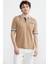 Renk Kombinli Cepli Koton Triko T-Shirt - Kamel 5