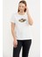 Kısa Kol Baskılı Basic T-Shirt - Ekru 2
