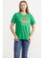 Omuz Düğme Detaylı Baskılı T-Shirt - Yeşil 1