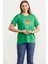 Omuz Düğme Detaylı Baskılı T-Shirt - Yeşil 3