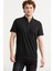 Polo Yaka Slim Fit Viskon T-Shirt - Siyah 1