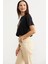 Oversize Baskılı Crop T-Shirt - Siyah 4
