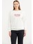Baskılı Oversize Basic Sweatshirt - Ekru 1