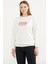 Baskılı Oversize Basic Sweatshirt - Ekru 2