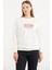 Baskılı Oversize Basic Sweatshirt - Ekru 3