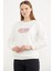 Baskılı Oversize Basic Sweatshirt - Ekru 4