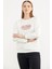 Baskılı Oversize Basic Sweatshirt - Ekru 5
