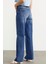 Yüksek Bel Geniş Paça Jean Pantolon - Mavi 5