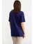 Yaka Detaylı Dökümlü T-Shirt - Indigo 5