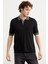 Polo Yaka Kısa Kol Triko T-Shirt - Siyah 3