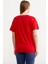 Omuz Düğme Detaylı Baskılı T-Shirt - Kırmızı 5