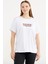 Rahat Kalıp Uzun Baskılı T-Shirt - Beyaz 1