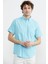 Kısa Kol Cepli Yazlık Gömlek - Turkuaz 1