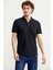 Viskon Desenli Polo Yaka T-Shirt - Lacivert 1