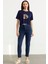 Likralı Fit Mom Jean - Lacivert 1