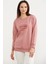 Baskılı Oversize Basic Sweatshirt - Gül Kurusu 2