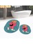 Dijital Baskılı Kaymaz Taban Yıkanabilir Oval Ikili Banyo Paspas Klozet Takımı, V-O-Klozet-34-Mavi, 2