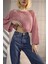 Pembe Ajurlu Triko Crop 4
