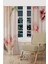 Flower Art Desenli Süet Oturma Odası Salon Fon Perde Baskılı Ekstrafor Büzgü 2 Kanat PRD-1030 1