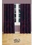 Wave Fuchsia Desenli Süet Oturma Odası Salon Fon Perde Ekstrafor Büzgü 2 Kanat PRD-1097 2