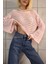 Toz Pembe Ajurlu Triko Crop 4