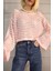Toz Pembe Ajurlu Triko Crop 5