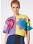 Yuvarlak Yaka Desenli Çok Renkli Kadın T-Shirt 241K1A0704 2