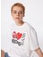 Yuvarlak Yaka Baskılı Beyaz Kadın T-Shirt 241K1J0709 2