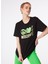 Yuvarlak Yaka Baskılı Siyah Kadın T-Shirt 241K1J0709 1